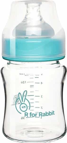 R For Rabbit First Feed Glass Bottle -150 Ml Lake Blue