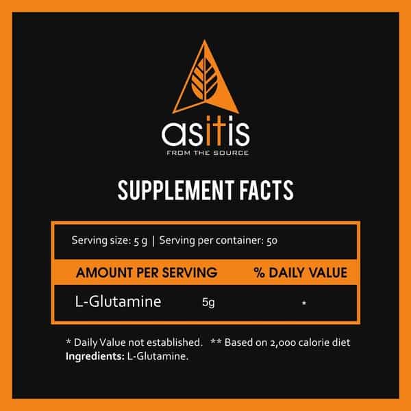 As-It-Is Nutrition L-Glutamine For Muscle Growth And Recovery - 250G Pouch