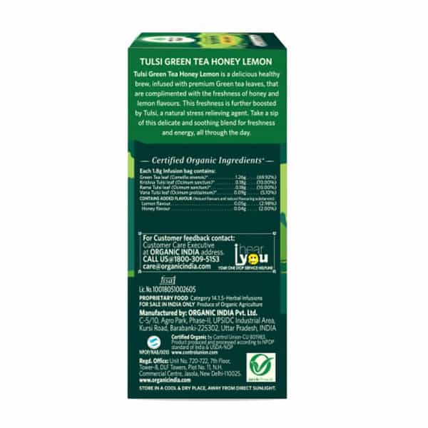 Organic India Tulsi Green Tea | Honey Lemon | 25 Teabags