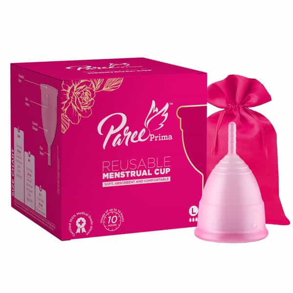 Paree Prima Reusable Menstrual Cup Large Size With Protection Pouch|Fda Approved