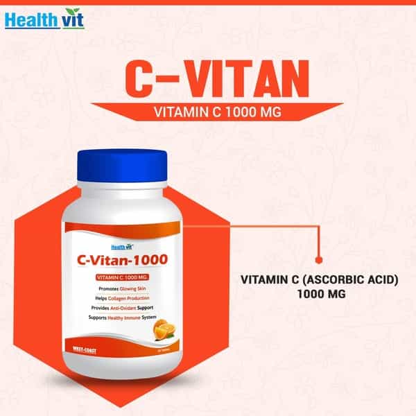 Healthvit C-Vitan-1000 High-Potency Vitamin-C Per Serving -1000 Mg 60 Tablets