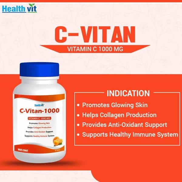 Healthvit C-Vitan-1000 High-Potency Vitamin-C Per Serving -1000 Mg 60 Tablets