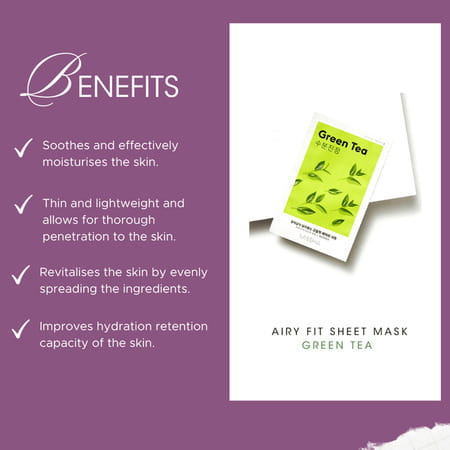 Missha Airy Fit Sheet Mask [Green Tea] - Pack Of 5