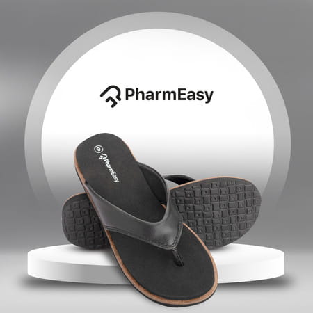Pharmeasy Women'S Diabetic & Orthopedic Slippers - Coal Black - Size Uk 4