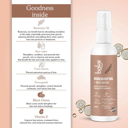 Bake Rosemary Hair Growth Serum Spray With Rice Water & Methi (100Ml)