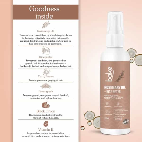 Bake Rosemary Hair Growth Serum Spray With Rice Water & Methi (100Ml)