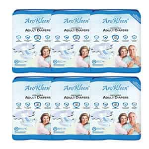 Arokleen Adult Diaper Tape Style Medium (waist Size: 72 Cm-102 Cm) 10 Pcs Per Packet Pack Of 6