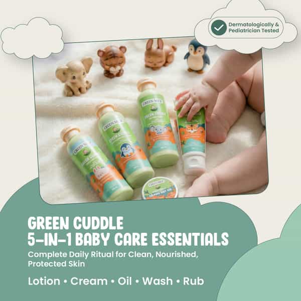 Green Milk Green Cuddle Baby Care Kit Skincare Essentials Set | Free Diaper Bag