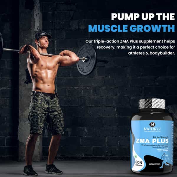 Naturyz Triple Strength Zma Plus Supplement With Magnesium,Tribulus & Other Ingredients (60 Tablets)