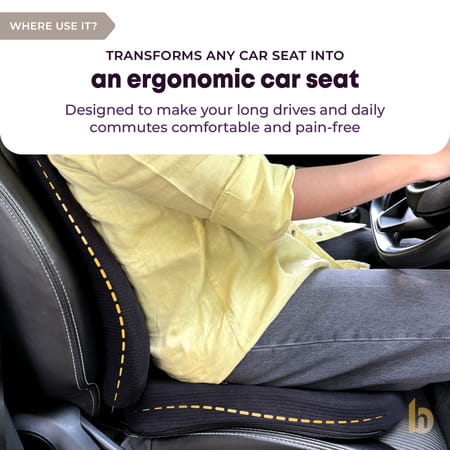 Betterhood Black Memory Foam Ergonomic Lumbar Back Support And Seat Cushion Combo For Car