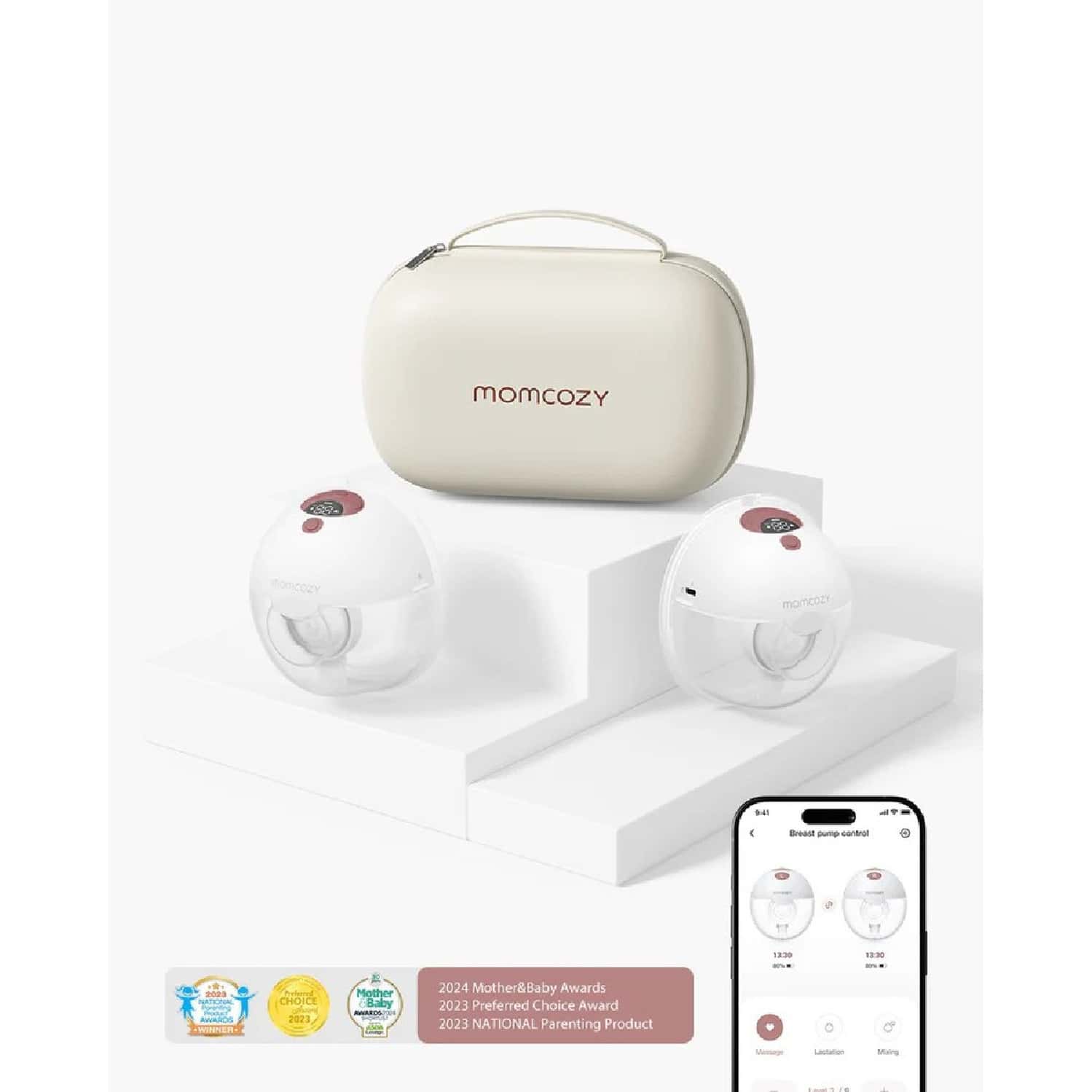 Momcozy Wearable Breast Pump M5 Smart Maroon Double Pack