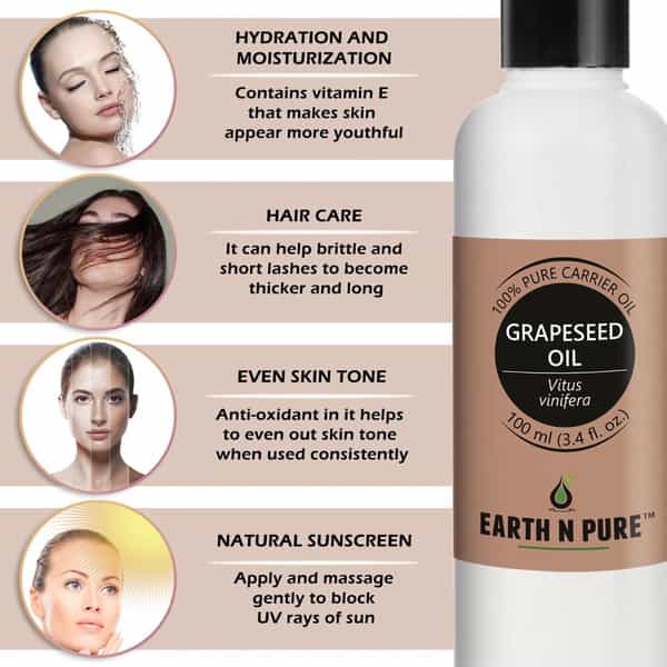 Earth N Pure 100% Carrier Oil - Grapeseed (100 Ml) (100 Ml)