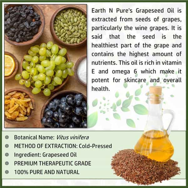 Earth N Pure 100% Carrier Oil - Grapeseed (100 Ml) (100 Ml)