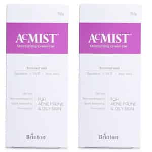 Brinton Acmist Vitamin E & Aloe Vera Based Moisturizing Cream Gel For Acne Prone & Oily Skin 50g X 2