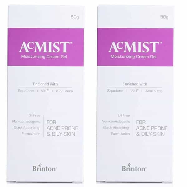 Brinton Acmist Vitamin E & Aloe Vera Based Moisturizing Cream Gel For Acne Prone & Oily Skin 50G X 2