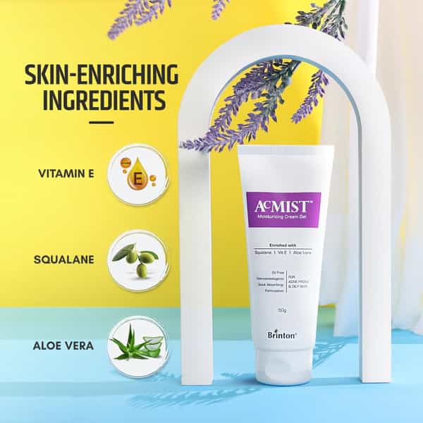 Brinton Acmist Vitamin E & Aloe Vera Based Moisturizing Cream Gel For Acne Prone & Oily Skin 50G X 2