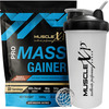 Musclexp Pro Mass Gainer - With Whey Protein Whey Isolate - Double Chocolate 1kg (Pouch) + Shaker