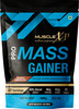 Musclexp Pro Mass Gainer - With Whey Protein Whey Isolate - Double Chocolate 1kg (Pouch) + Shaker