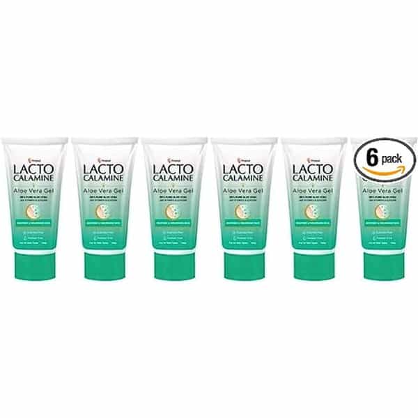 Lacto Calamine Aloe Vera Gel With 99% Pure Natural Aloe Vera Vitamin E And Glycerin - 150 G X 6
