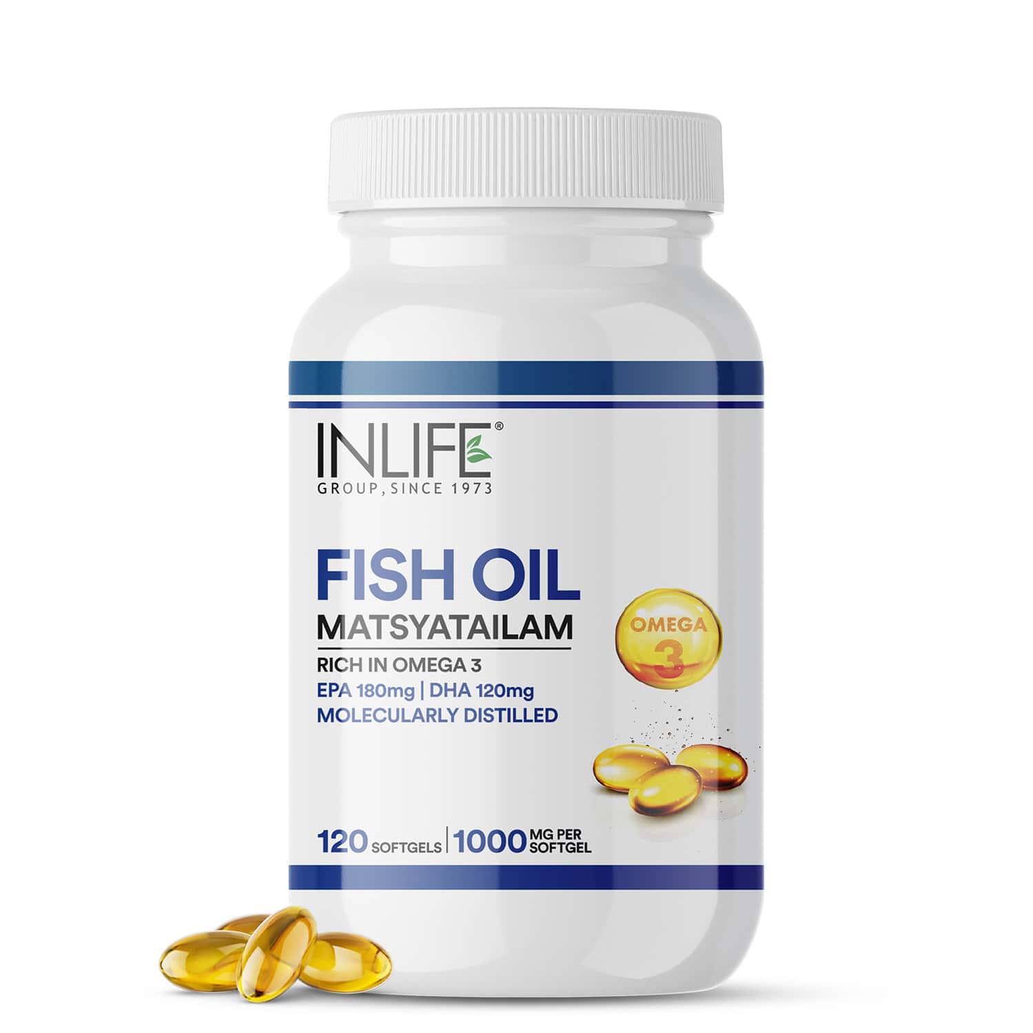 Inlife Fish Oil Omega 3 Capsule 1000mg 120 Softgels