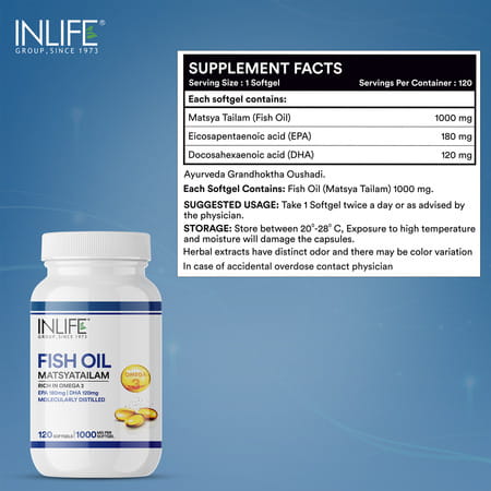 Inlife Fish Oil Omega 3 Capsule 1000mg 120 Softgels