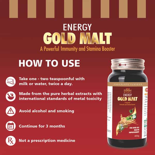 Mbdhwellness Energy Gold Malt-Herbal Immunity & Chocolate Flavor (Pack Of 3)