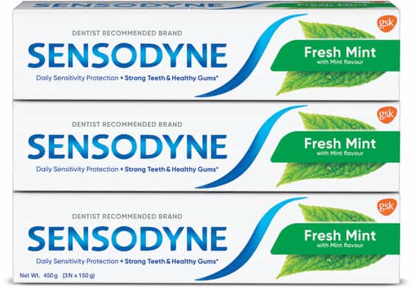 Sensodyne Toothpaste: Fresh Mint For Daily Protection 450 G Combo Pack (150 G - Buy 2 Get 1 Free)