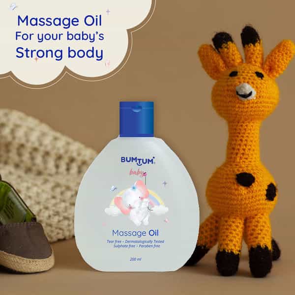 Bumtum Baby Massage Oil | Non-Sticky | Paraben & Sulfate Free | Derma Tested 200 Ml
