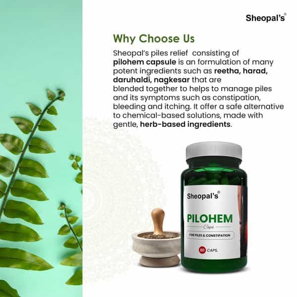Sheopal's Pilohem | For Managing Piles Itching | Constipation Piles Care Ayurvedic | 60 Capsules
