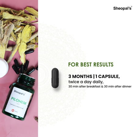 Sheopal'S Pilohem | For Managing Piles Itching | Constipation Piles Care Ayurvedic | 60 Capsules