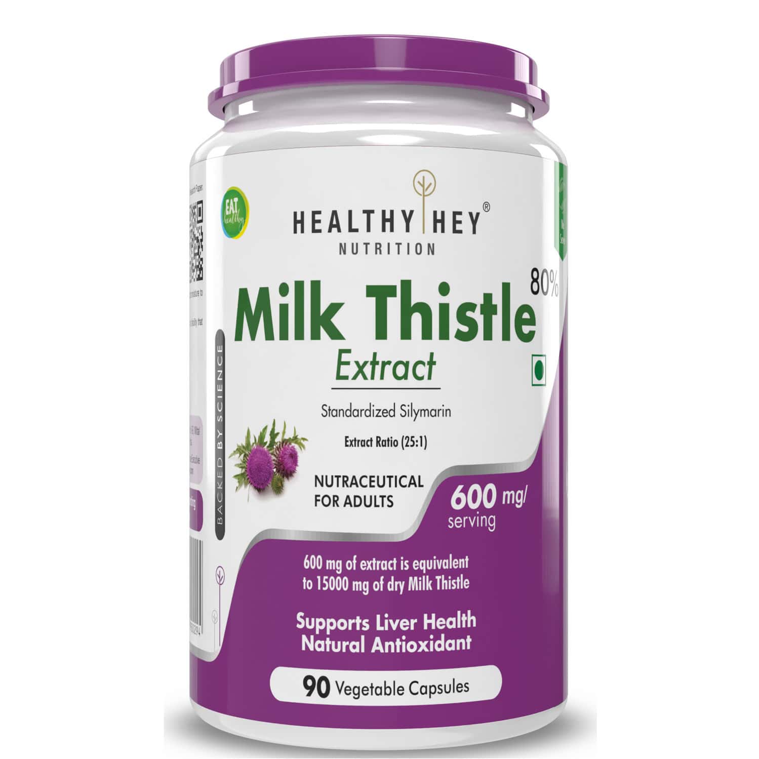 Healthyhey Milk Thistle Extract 90 Vegetable Capsules -25:1 Silymarin Marianum