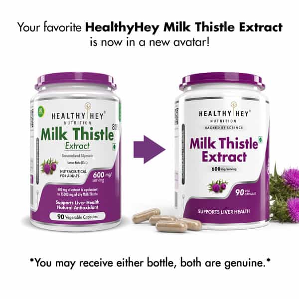 Healthyhey Milk Thistle Extract 90 Vegetable Capsules -25:1 Silymarin Marianum