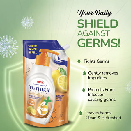 Yuthika Liquid Hand Wash Refill Pack | Lemon | Complete Protection | Ph Balanced Formula | 675ml