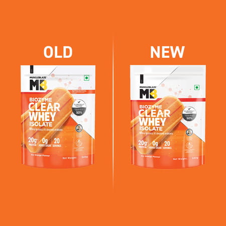 Muscleblaze Biozyme Clear Whey Protein Isolate | 20g Protein | (Icy Orange Flavour | 20 Servings)