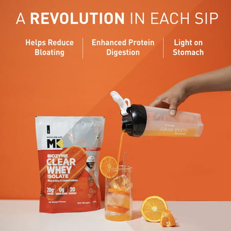 Muscleblaze Biozyme Clear Whey Protein Isolate | 20g Protein | (Icy Orange Flavour | 20 Servings)