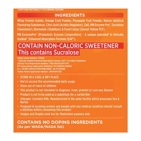 Muscleblaze Biozyme Clear Whey Protein Isolate | 20g Protein | (Icy Orange Flavour | 20 Servings)