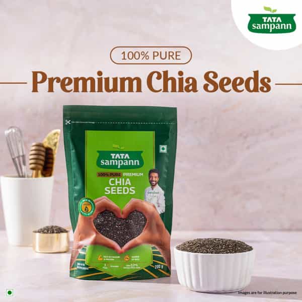 Tata Sampann 100% Pure Premium Chia Seeds| Rich In Calcium & Protein| 200G