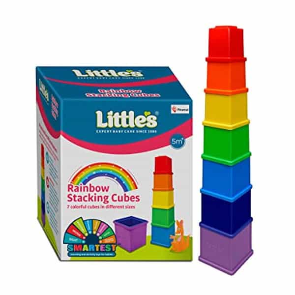Little's Rainbow Stacking Cubes I Activity Toy For Babies I Multicolor (7 Pieces)