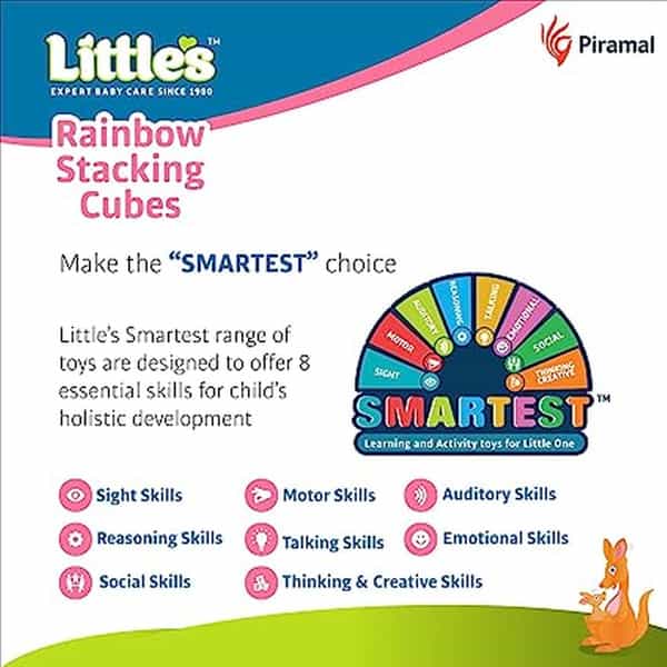 Little's Rainbow Stacking Cubes I Activity Toy For Babies I Multicolor (7 Pieces)