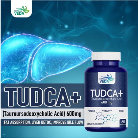 Fitnessveda Tudca 600 Mg - Liver Supplement With Milk Thistle For Improve Bile Flow - 60 Capsules