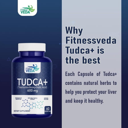 Fitnessveda Tudca 600 Mg - Liver Supplement With Milk Thistle For Improve Bile Flow - 60 Capsules