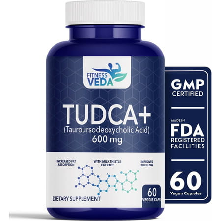 Fitnessveda Tudca 600 Mg - Liver Supplement With Milk Thistle For Improve Bile Flow - 60 Capsules