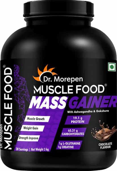 Dr. Morepen Mass Gainer For Muscle Growth Strength & Weight Gain Chocolate Flavour - 3Kg