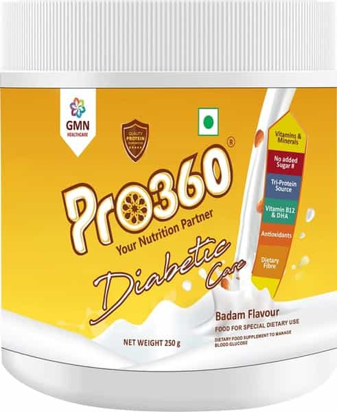 Pro360 Diabetes Care | Dietary Food Supplement | Badam | Powder | Jar | 250 Gm