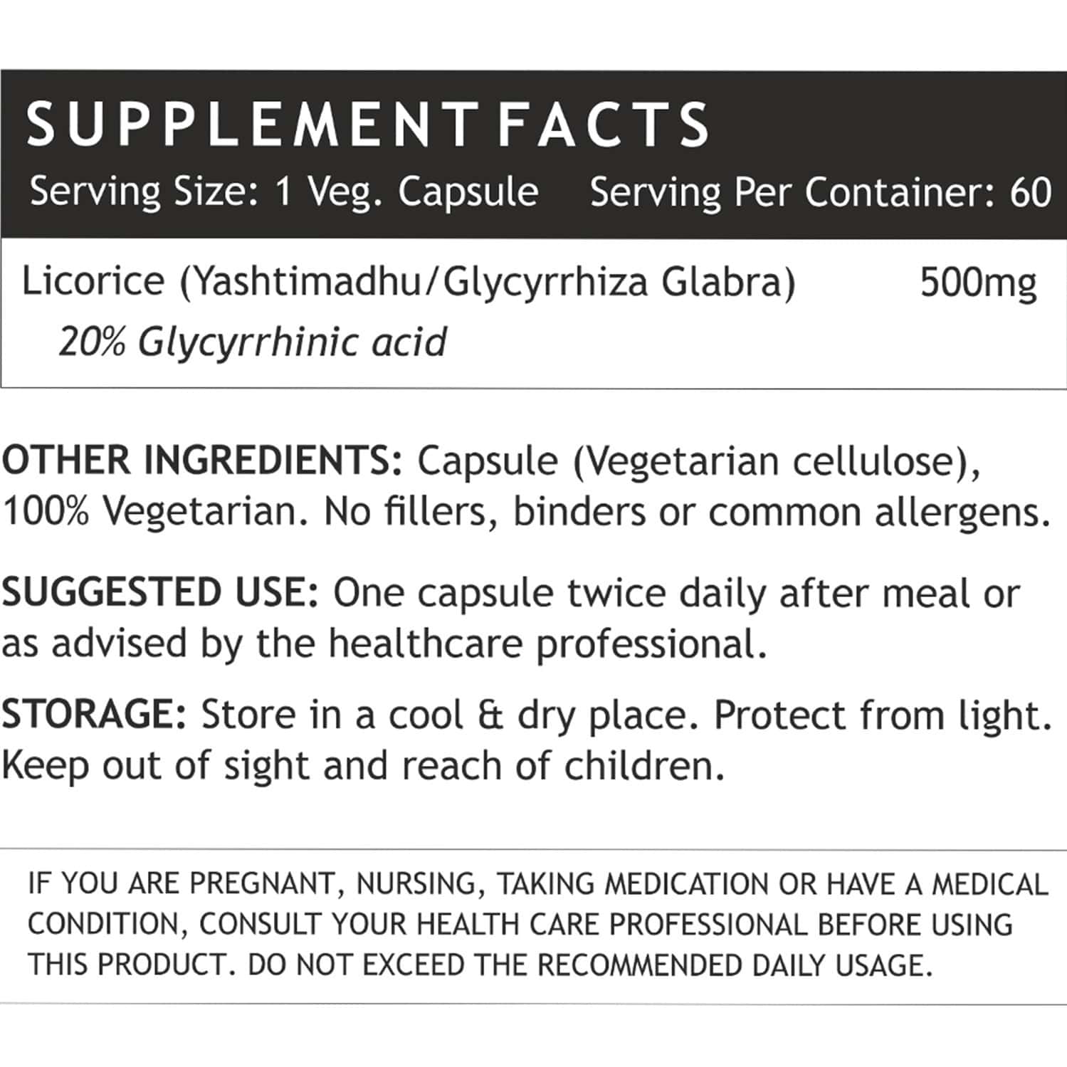 Buy INLIFE LICORICE ROOT EXTRACT STANDARDIZED TO 20 GLYCYRRHIZINIC