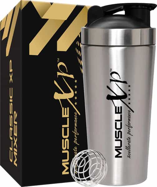 Musclexp Gym Shaker Classic Xp Mixer Complete Stainless 750 Ml For Protein (Black)