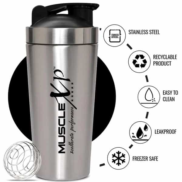 Musclexp Gym Shaker Classic Xp Mixer Complete Stainless 750 Ml For Protein (Black)