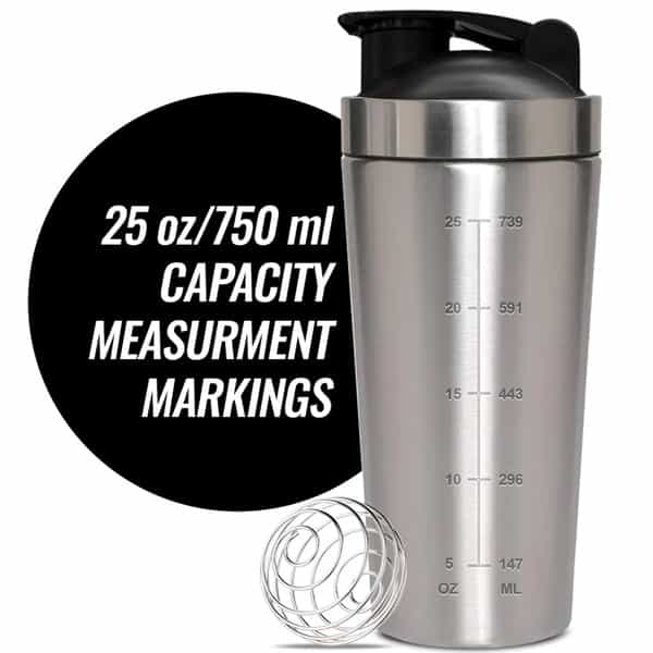 Musclexp Gym Shaker Classic Xp Mixer Complete Stainless 750 Ml For Protein (Black)