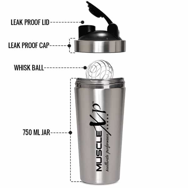 Musclexp Gym Shaker Classic Xp Mixer Complete Stainless 750 Ml For Protein (Black)