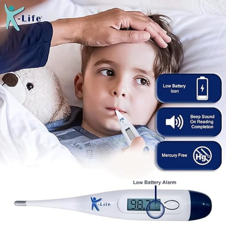 K-Life Dt-01 Digital Body Fever Check Temperature Thermometer For Kids Adults & Babies (White) 1 Nos